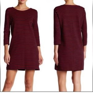 J Crew Factory Maritime Striped Rounded Neck 3/4 Sleeve Mini Length Dress E7077